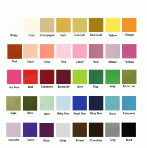Satin Colour Chart
